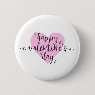 Happy Valentine's Day Calligraphy   Pin Button