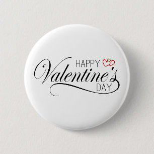 Happy Valentine's Day Calligraphy Pin Button