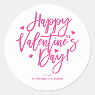 Happy Valentine's Day Calligraphy Script Classic Round Sticker
