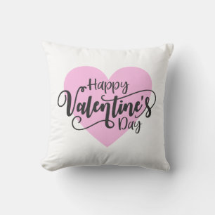 Happy Valentine's Day Calligraphy   Throw Pillow