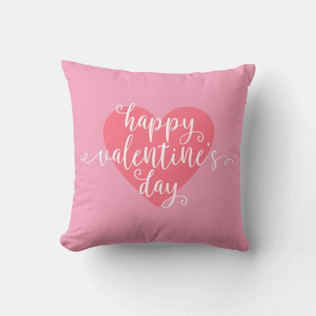Happy Valentine's Day Calligraphy | Throw Pillow (Front)