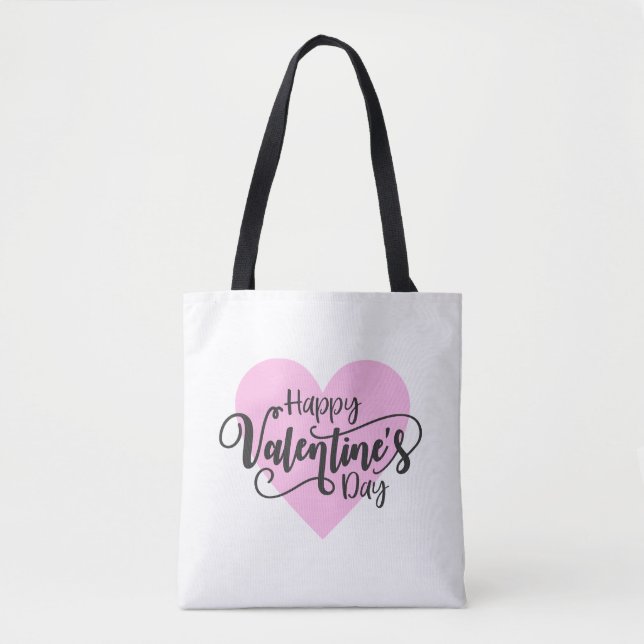 Happy Valentine's Day Calligraphy | Tote Bag (Front)