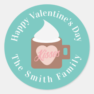 Happy Valentines Day Camp Fire Chocolate Classic Round Sticker