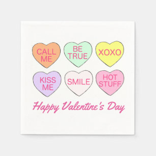 Happy Valentine's Day Candy Conversation Hearts Napkin