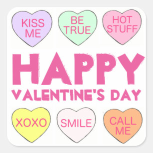 Happy Valentine's Day Candy Heart Hearts Stickers