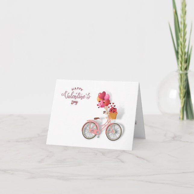 Happy Valentine's Day Card | Bicycle & Balloons  (Front)