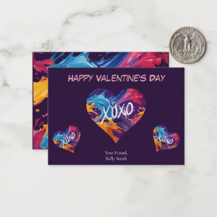 Happy Valentine's Day Card-Colourful Heart XOXO- Card