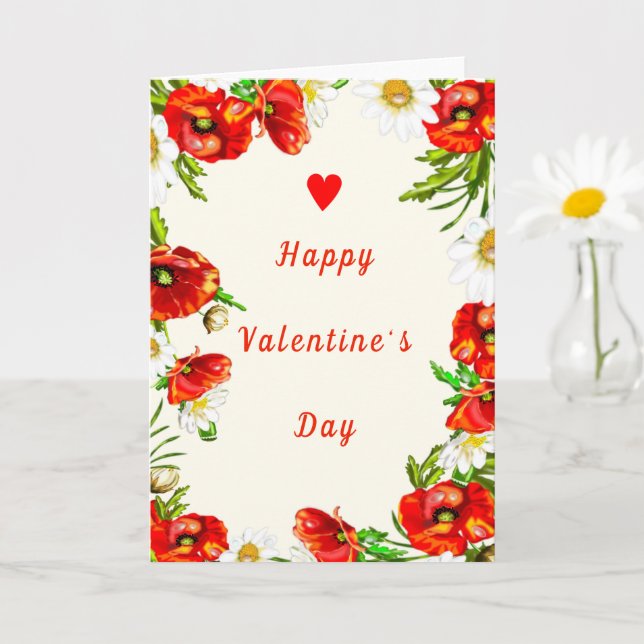 Happy Valentine's Day Card Floral Romantic (Small Plant)