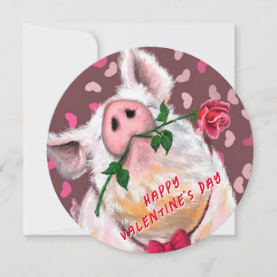 Happy Valentine's Day Card Funny Gentleman Pig