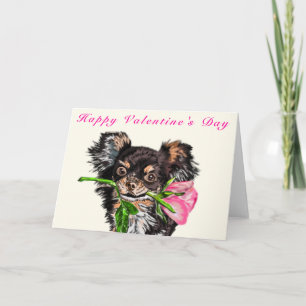 Happy Valentine's Day Card Puppy with Rose Love