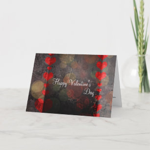 Happy Valentine's Day Card Retro Hearts Red Brown