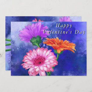 Happy Valentine's Day Card Three Colour Gerberas
