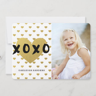 Happy Valentine's Day Card with Gold Hearts