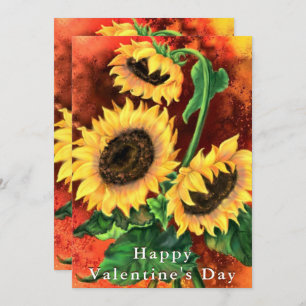 Happy Valentine's Day Card with Sunflowers