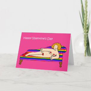 Happy Valentine's Day Cartoon Lesbian Lady Card