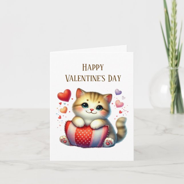 Happy Valentine's Day cat Holiday Card (Front)