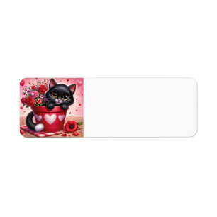 Happy Valentine's Day Cat return address label