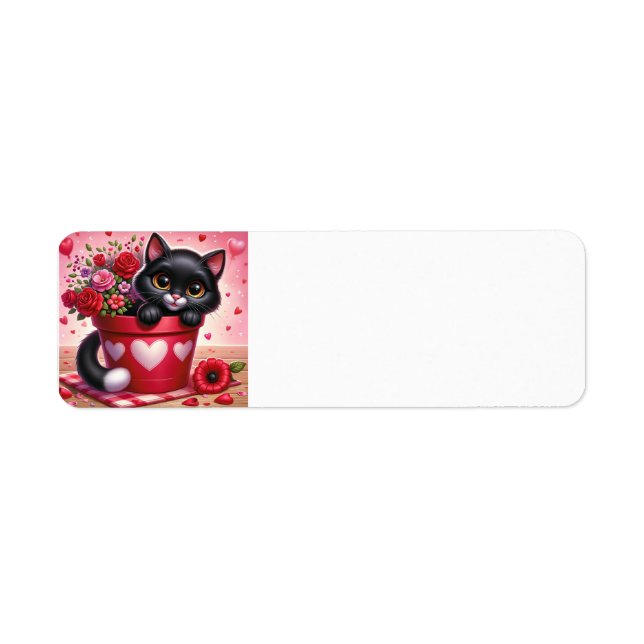 Happy Valentine's Day Cat return address label (Front)