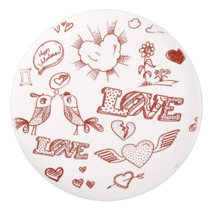 Happy Valentine's Day Ceramic Knob