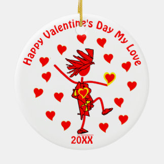 Happy Valentine's Day Ceramic Tree Decoration