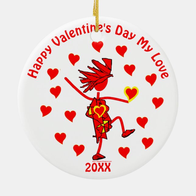 Happy Valentine's Day Ceramic Tree Decoration (Back)