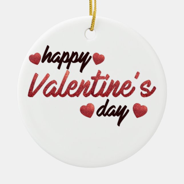 Happy Valentine's Day Ceramic Tree Decoration (Front)