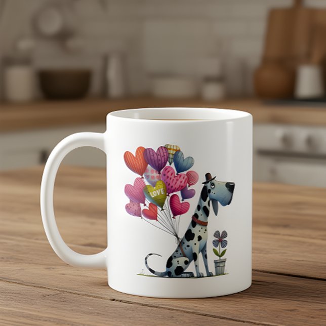 Happy Valentine's Day Charming Great Dane Coffee Mug (Creator Uploaded)