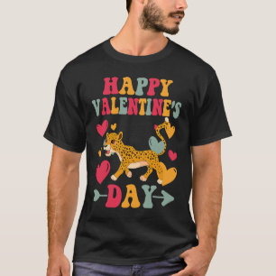 Happy Valentines Day Cheetahs Heart Love Groovy T-Shirt