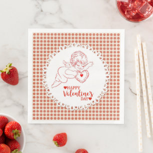 Happy Valentine's Day Cherub Cupid Napkin