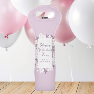 Happy Valentine's Day Chic Light Pink Floral Party Wine Bag
