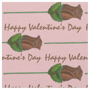 Happy Valentine's Day Chocolate Rose Candy Floral Fabric