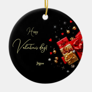 Happy Valentine's Day Circle Ceramic Tree Decoration
