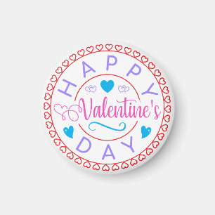 Happy Valentine's Day Circle Design-67127 Magnet