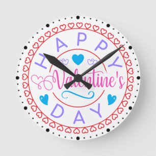 Happy Valentine's Day Circle Design-67127 Round Clock