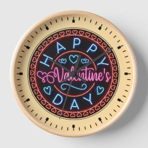 Happy Valentine's Day Circle Design-67128 Clock