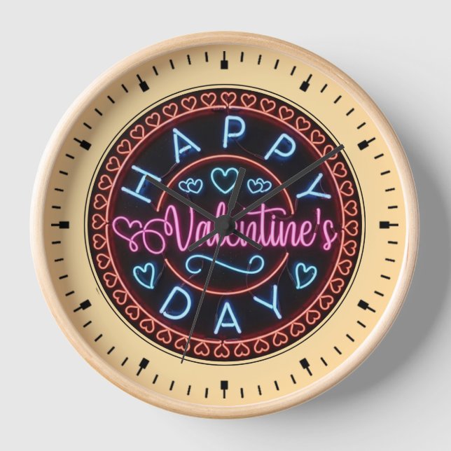 Happy Valentine's Day Circle Design-67128 Clock (Front)