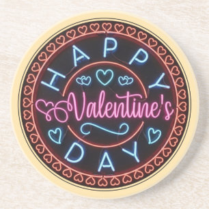 Happy Valentine's Day Circle Design-67128 Coaster