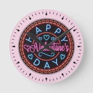 Happy Valentine's Day Circle Design-67128 Round Clock