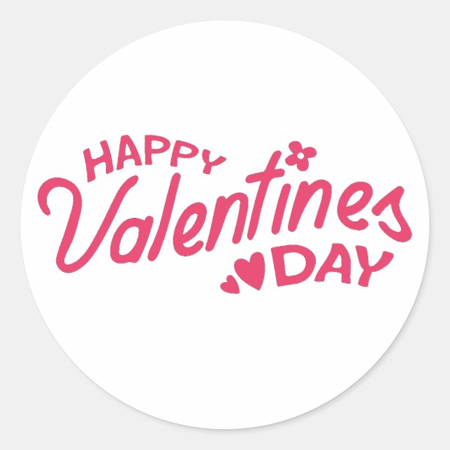Happy Valentines Day Classic Round Sticker (Front)