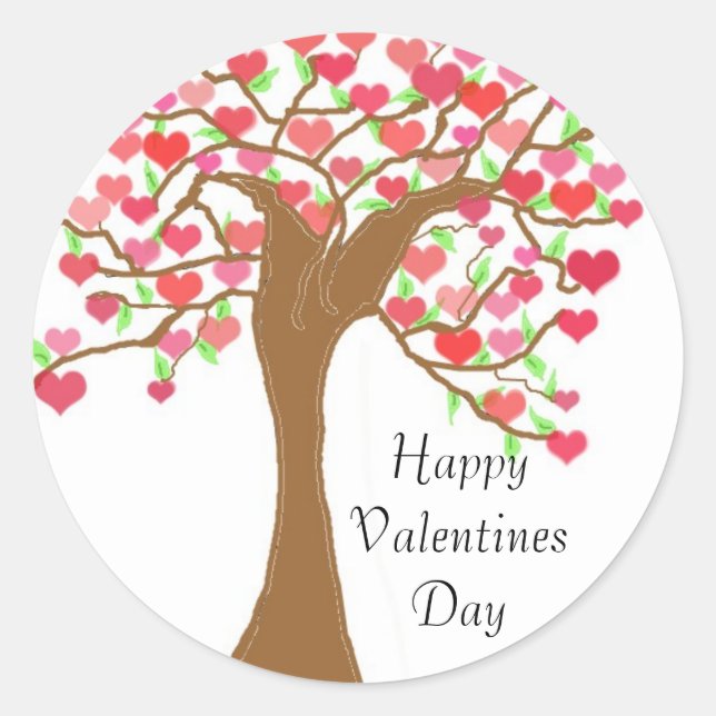 Happy Valentines Day Classic Round Sticker (Front)