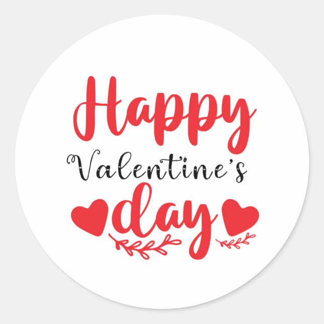 Happy Valentine's Day  Classic Round Sticker (Front)