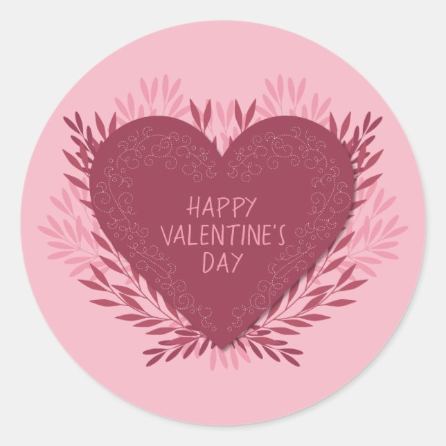 Happy Valentine's Day Classic Round Sticker (Front)