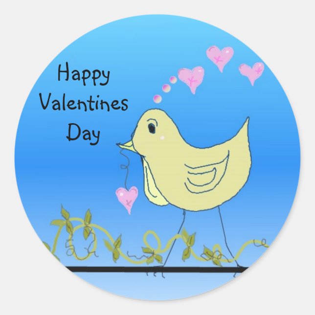 Happy Valentines Day Classic Round Sticker (Front)