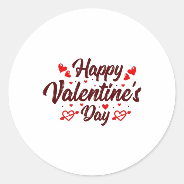 Happy Valentine's Day Classic Round Sticker (Front)