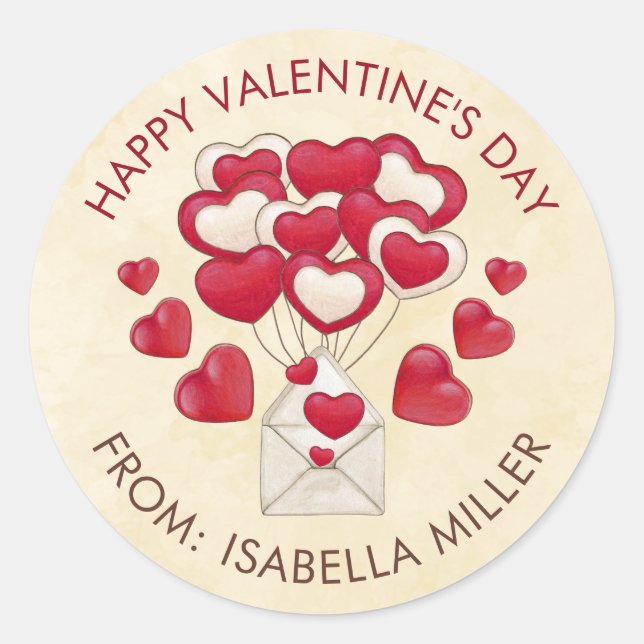 Happy Valentine's Day Classmates Coworkers Friends Classic Round Sticker (Front)