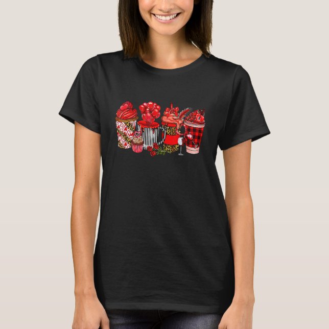 Happy Valentine's Day Coffee Drink Matching Couple T-Shirt (Front)