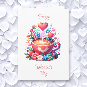 Happy Valentine's Day   Coffee & Hearts Card