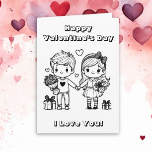 Happy Valentine's Day     Colour Me Page Card