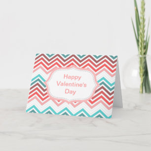 Happy Valentine's Day, colourful chevron Holiday Card
