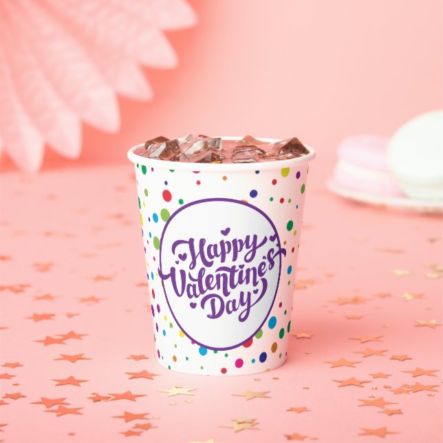 Happy Valentine's Day Colourful Confetti  Paper Cups (Insitu)